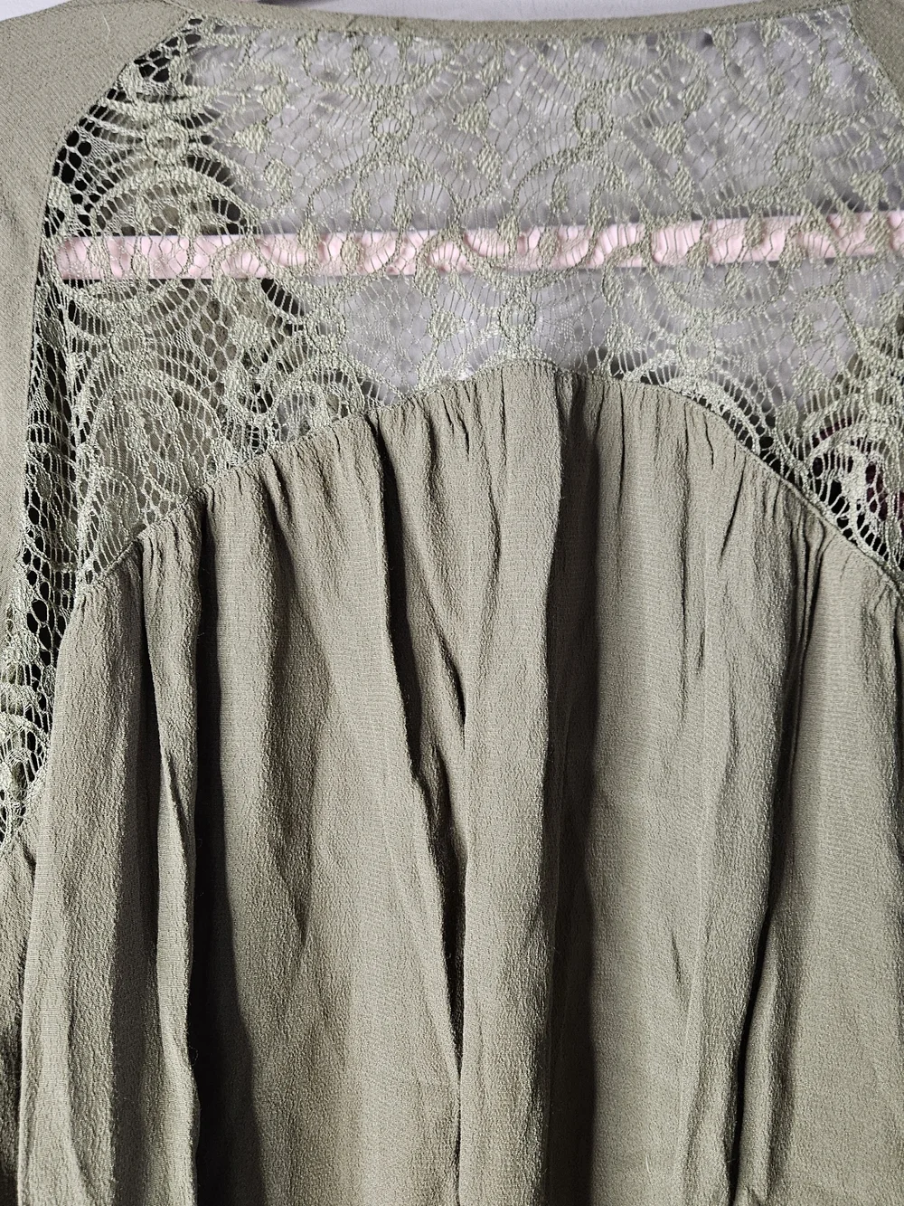 Altar'd State Olive Embroidered Lace-Trim Tunic Top - Picture 4 of 4
